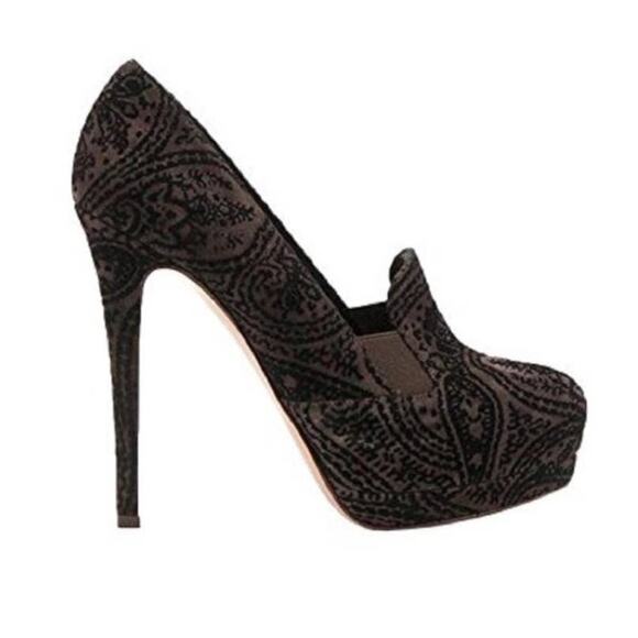 Francesco Sacco Viola Suede Embroidered High Vamp Platform Pump Size 9.5 Italian - Picture 3 of 11
